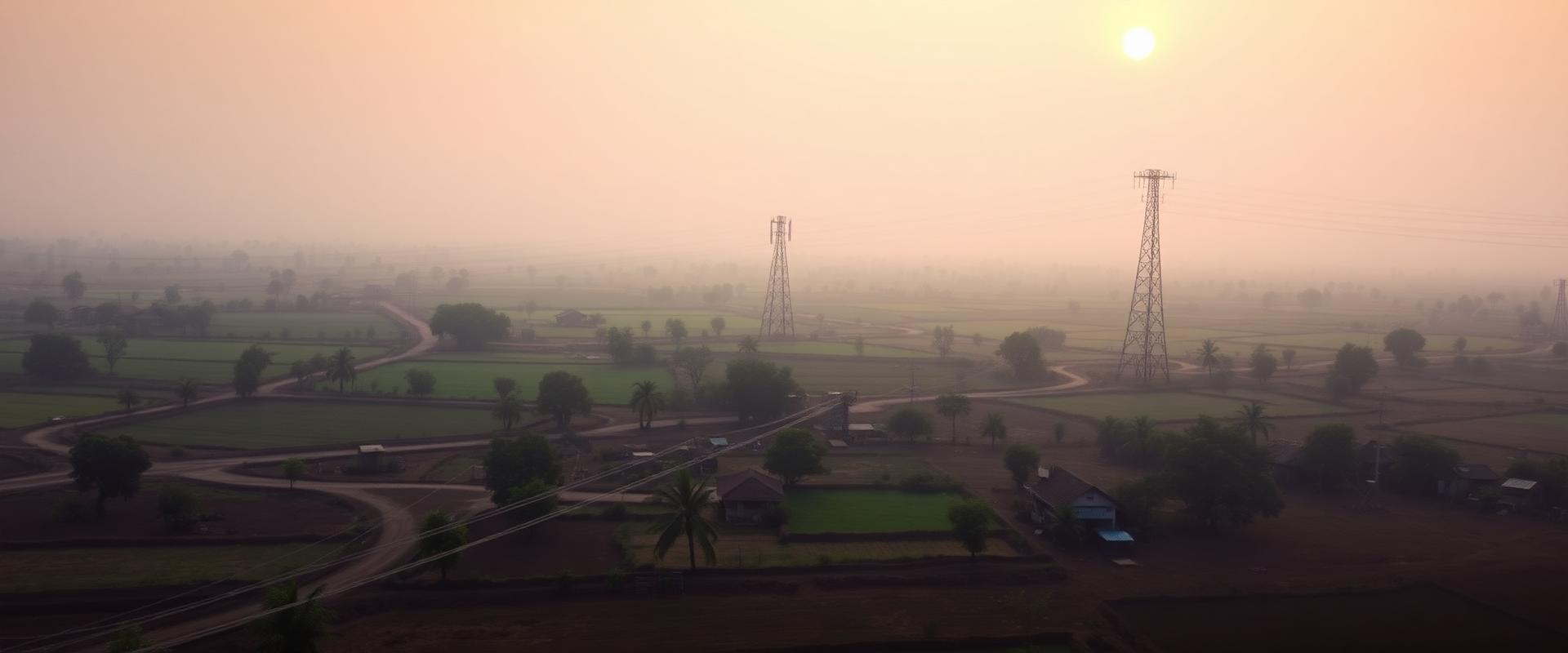 Rural Indian village with telecom infrastructure