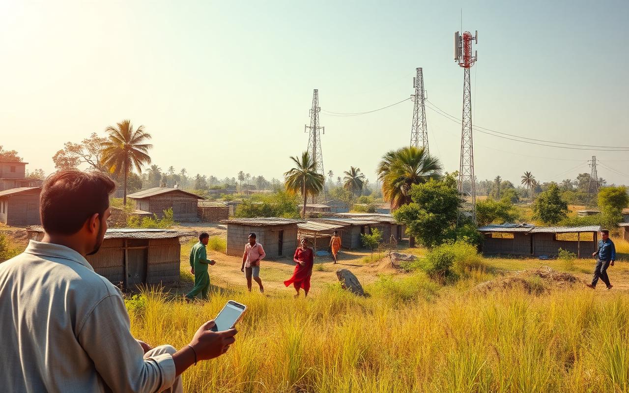 Optical fibre and telecom infrastructure reaching a rural Indian village