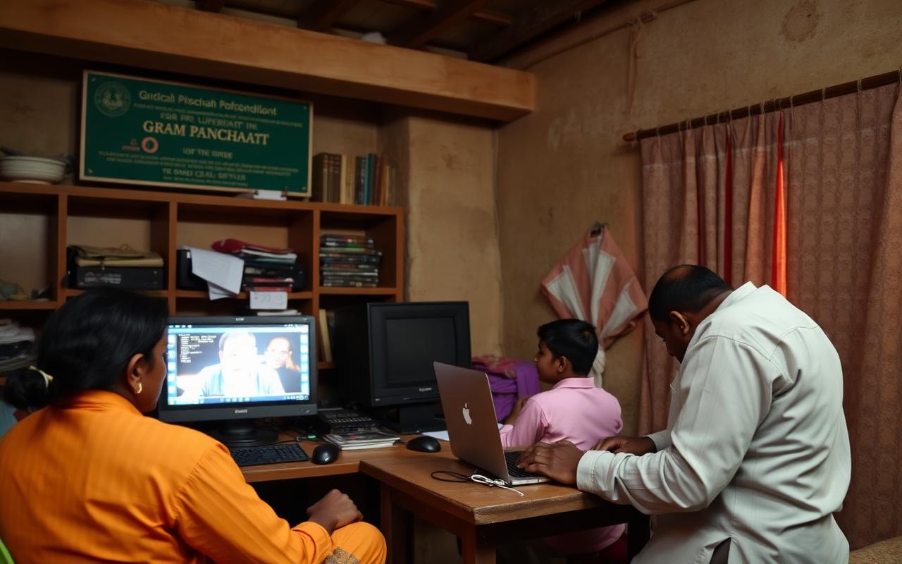 Gram Panchayat office using internet, IPTV and computers